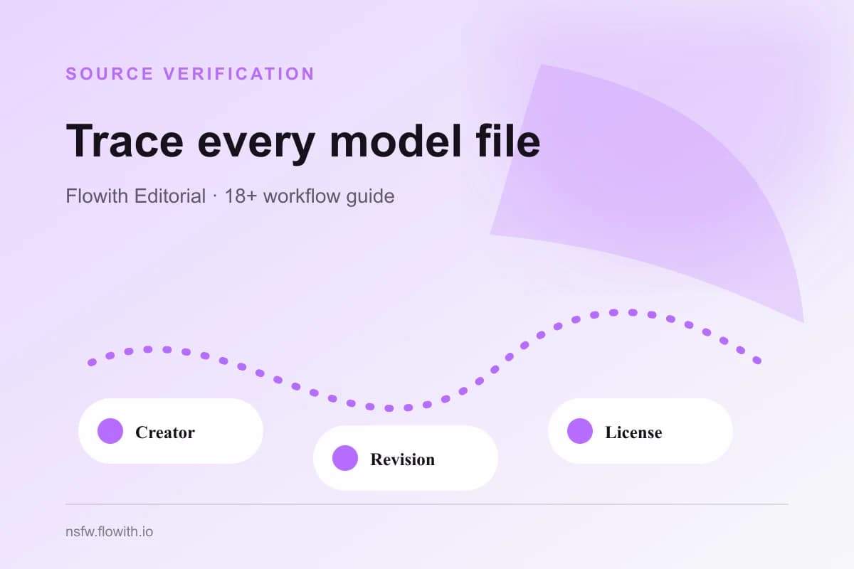 Civitai model source record connecting creator, version, file, base, license, and review date