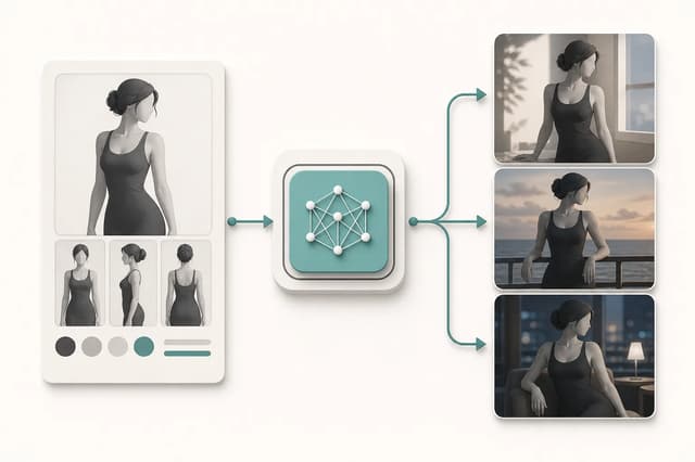 Identity reference and LoRA module producing consistent adult character variations