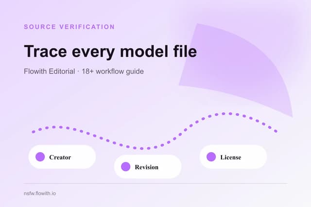 Civitai model source record connecting creator, version, file, base, license, and review date