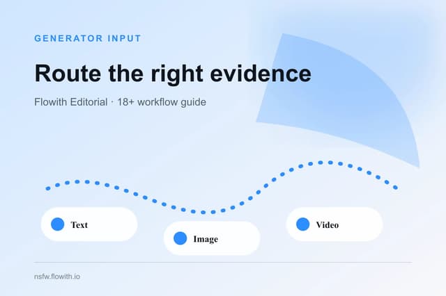 Text, image, and video inputs routed through an adult AI workflow checklist