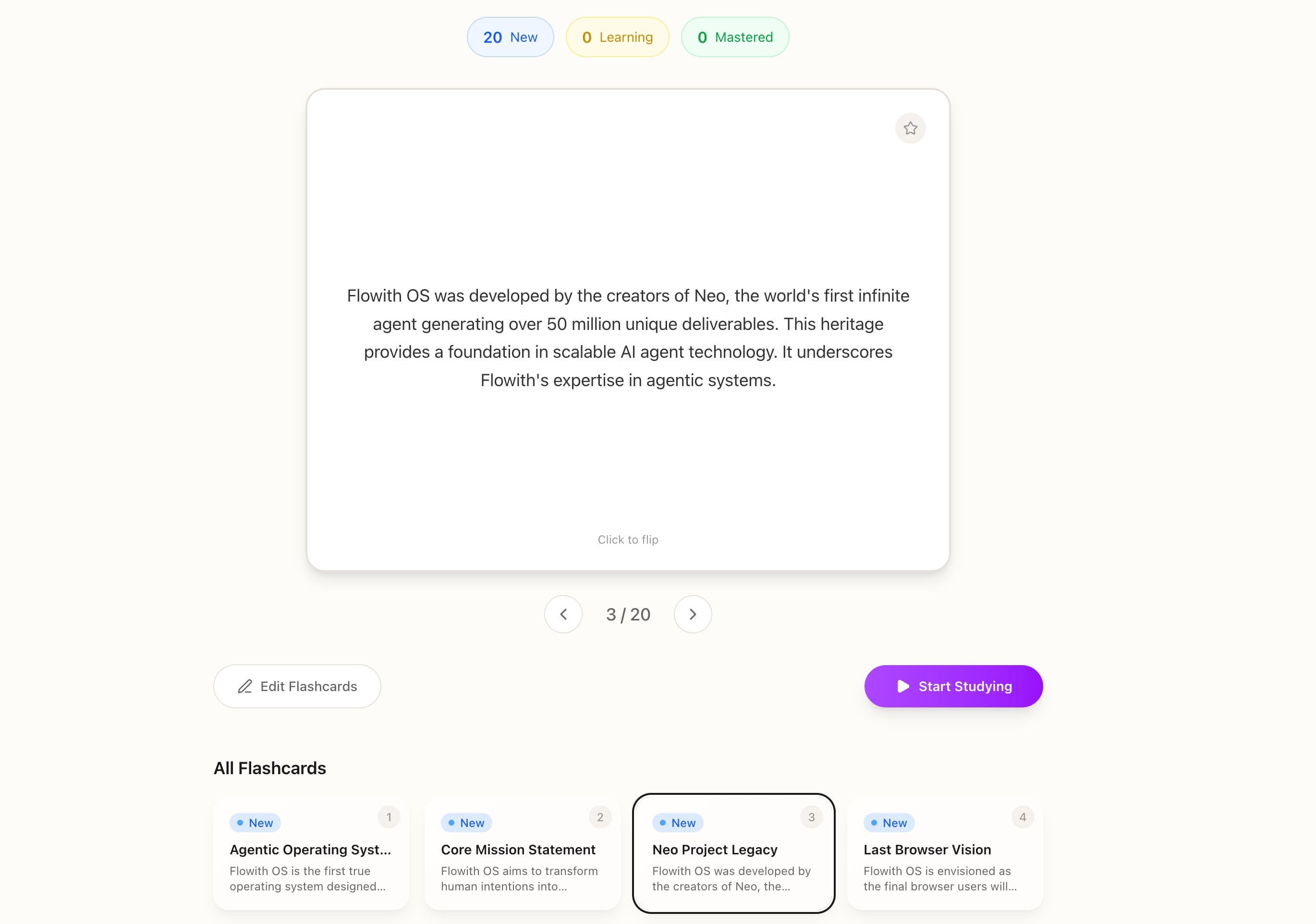 AI-generated flashcard deck for exam preparation