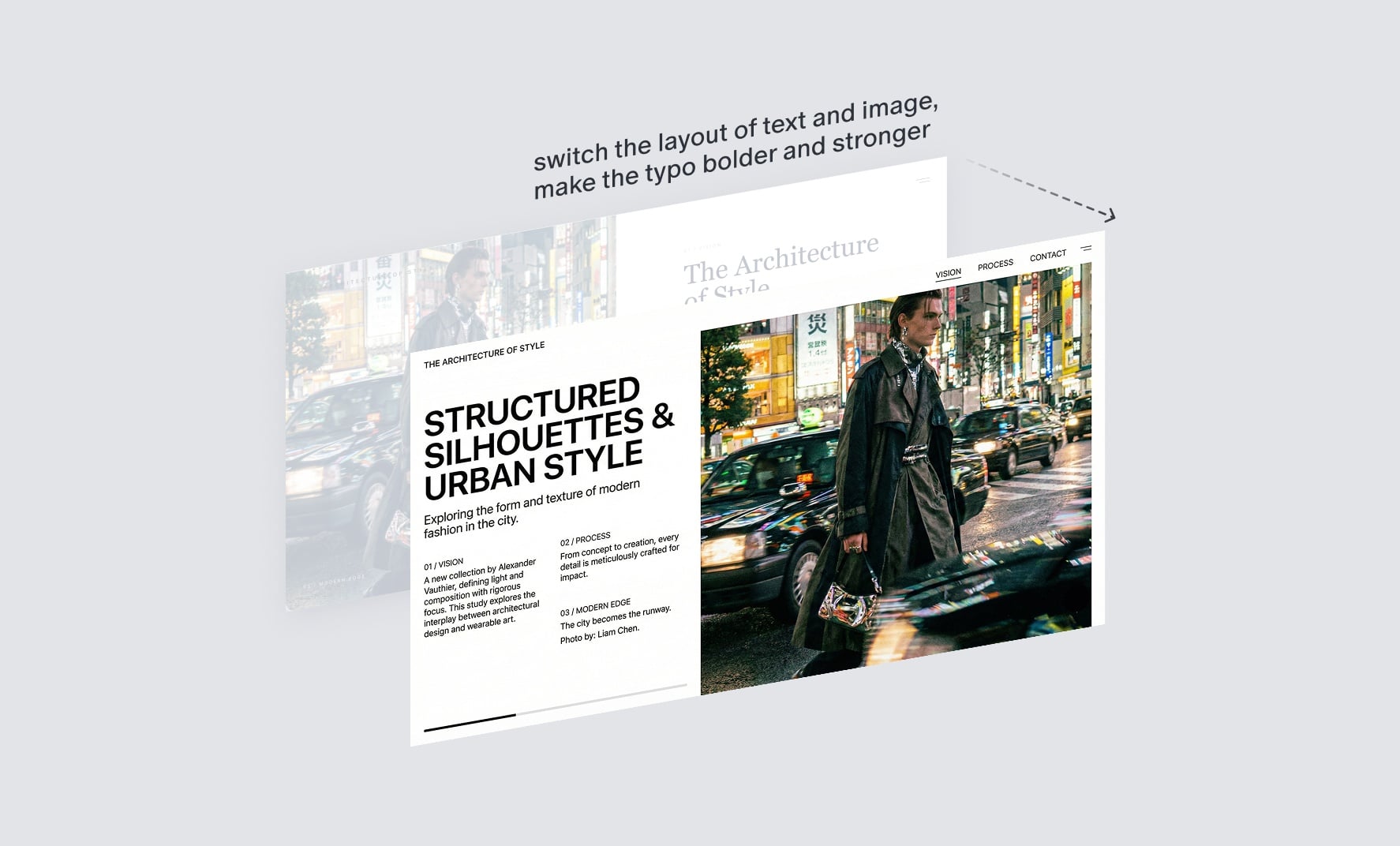 Website iteration with layout adjustments