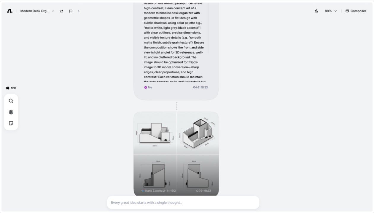 Step 3 - Generate visual concepts in Flowith