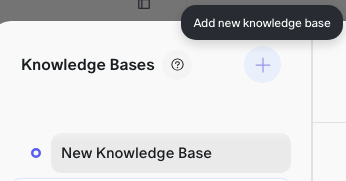 The + create button in the Knowledge Bases sidebar header