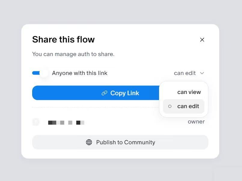 Share this flow dialog