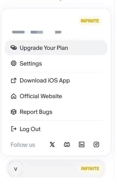 Upgrade Your Plan menu