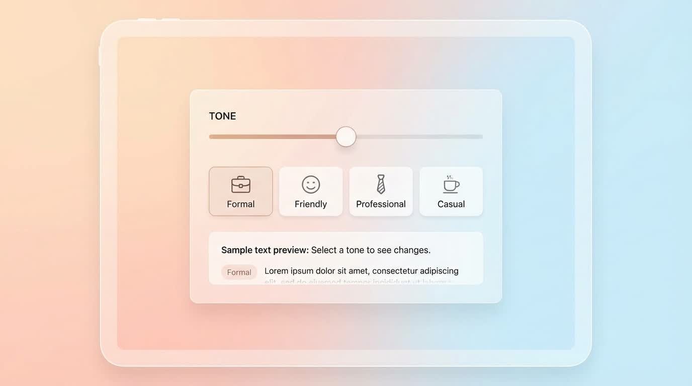 Email tone adjustment options