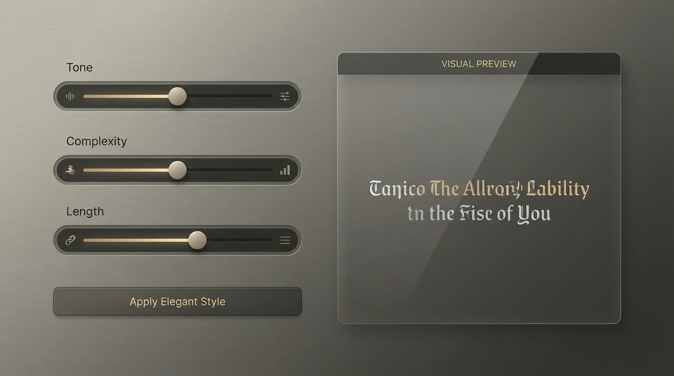 Writing tone adjustment interface
